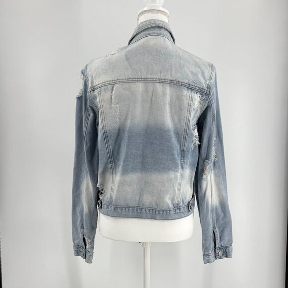 Rue21 Womens Distressed Light Wash Denim Jacket Size L - Picture 3 of 9